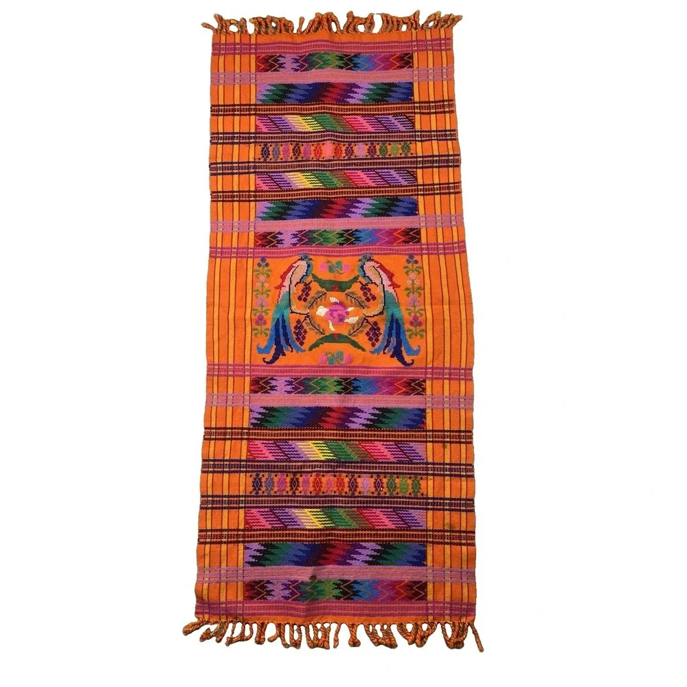 Vtg Guatemalan Table Runner Tapestry /Embroidered 42